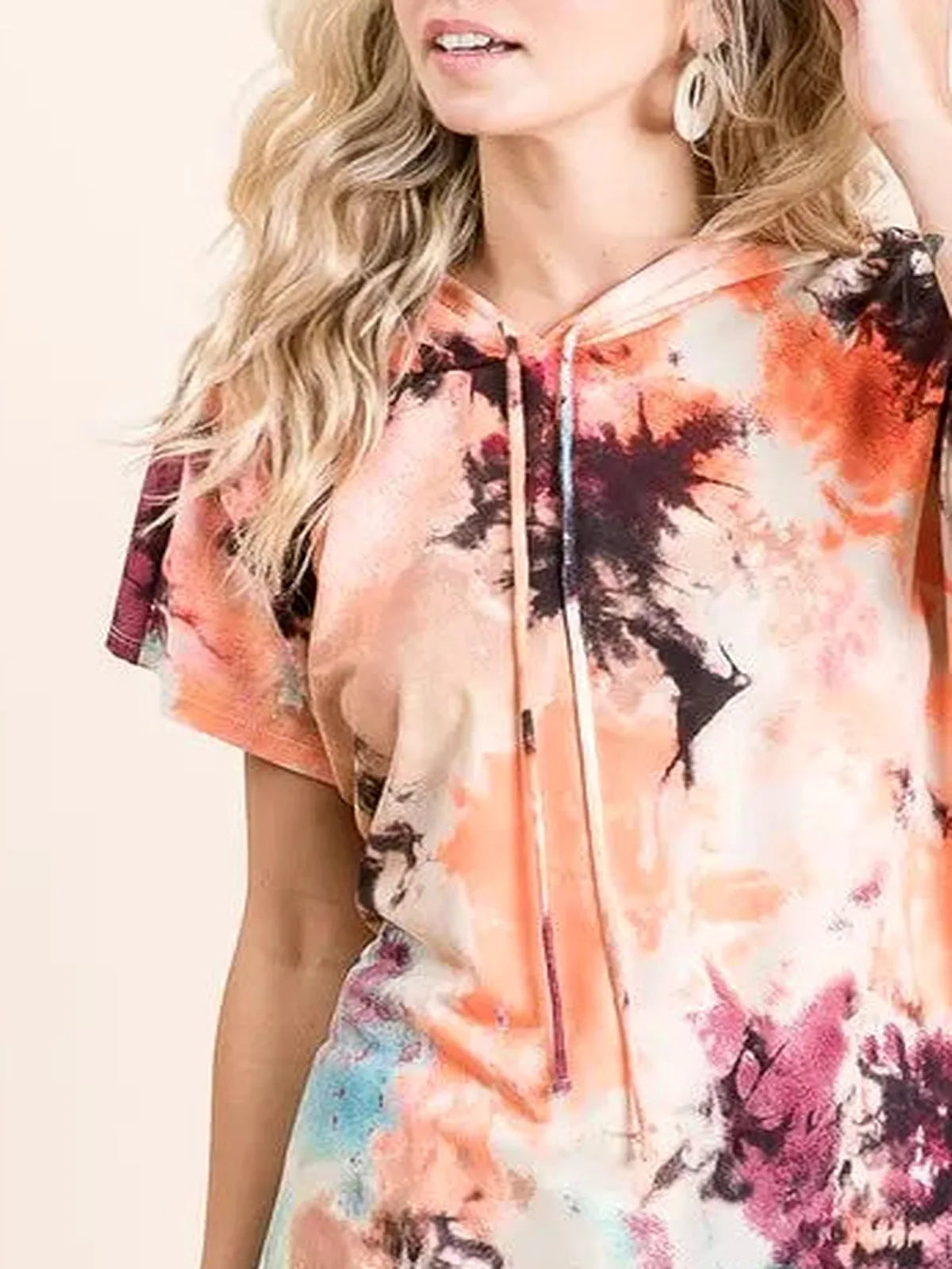 Stylish Tie-Dye Cotton Hoodie with Adjustable Drawstring